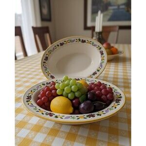 2 Franciscan SMALL FRUIT 10" Oval Serving Bowls-Imperfect- Painted-  VTG 1949-54